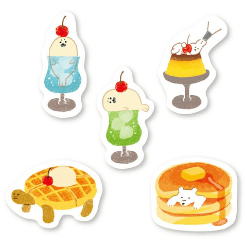 Furukawa Paper Flake Stickers - Sweets Animal Workshop - Coffee Shop